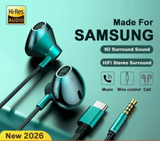 HiFi Wired Earphones USB-C/ 3.5mm Noise Cancelling Mic Bass Stereo for Galaxy S