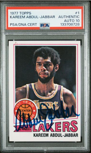 1977 Topps Kareem Abdul-Jabbar Signed Basketball Card Certified PSA/DNA Auto 10