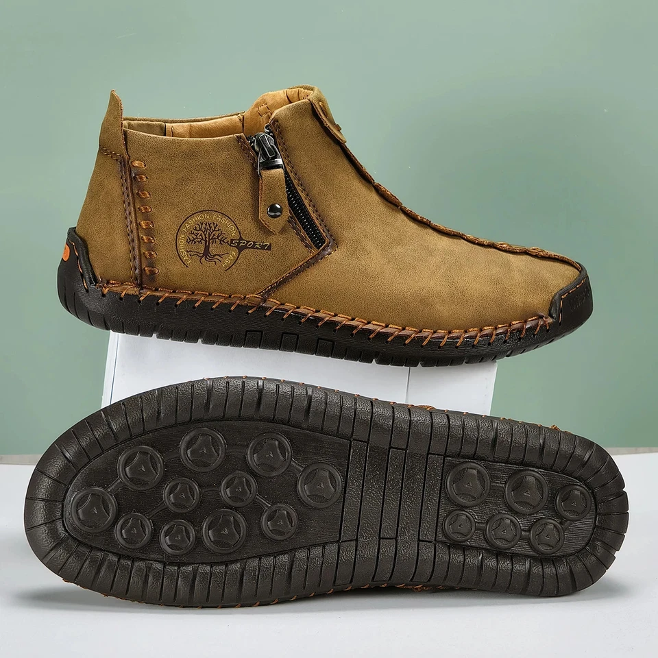  Hombres Zapatos Informales Diseño con Cremallera Tenis al Aire Libre Sin Cordones Transpirables Botines  Foto 3 de 4