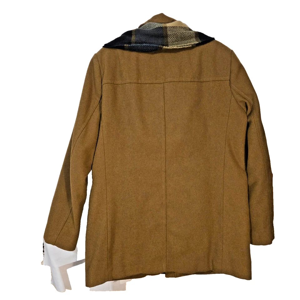 Dockers Coat mens Medium Wool Blend Brown Zip Button Quilted lining w/ scarf - Image 2 of 4