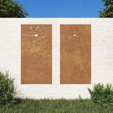 Garden Wall Decorations 2pcs 105x55cm Corten Steel Flower Design vidaXL
