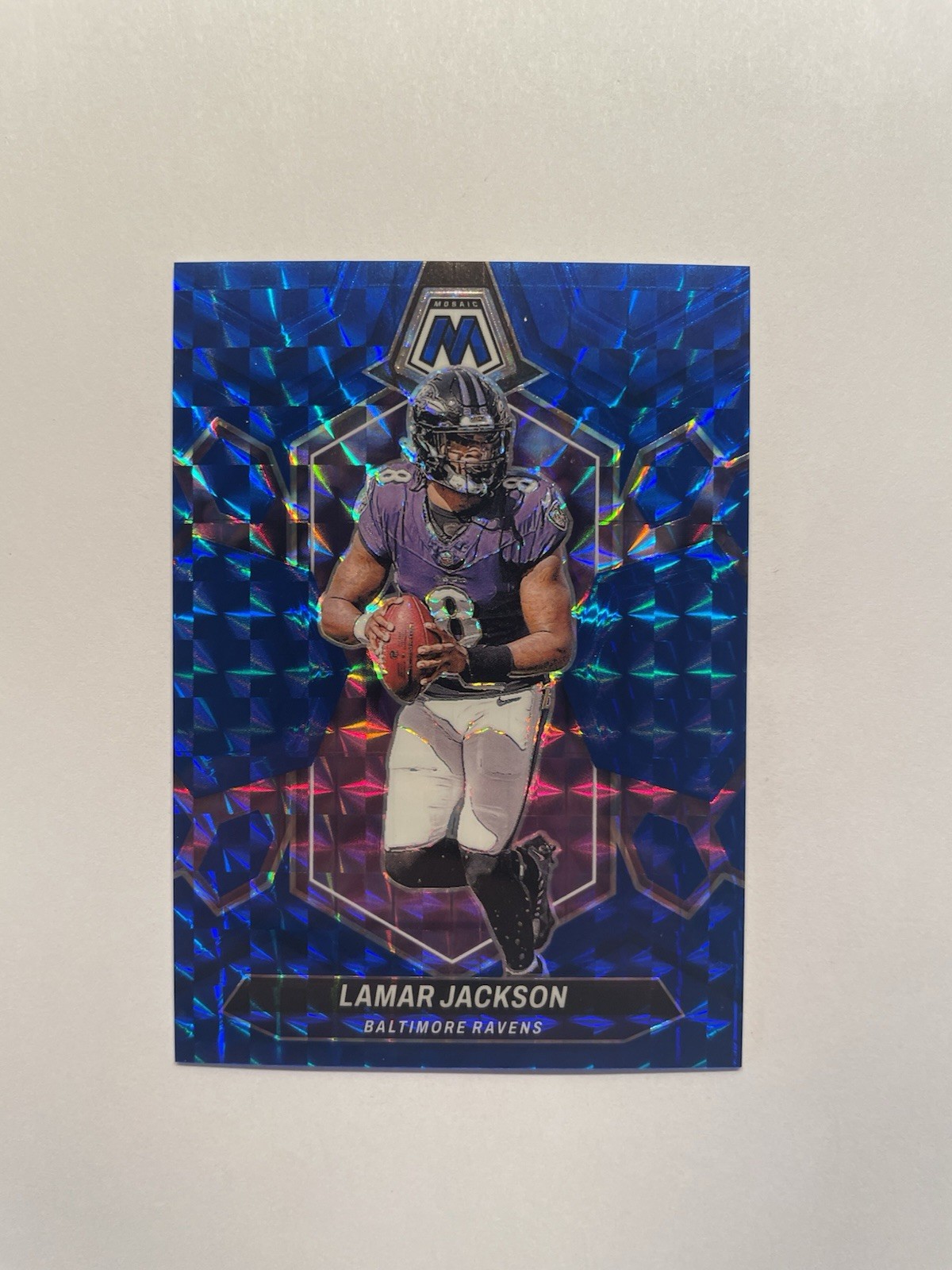 2024 PANINI MOSAIC #15 LAMAR JACKSON - BLUE MOSAIC /99 - BALTIMORE RAVENS