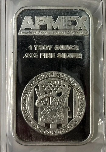 APMEX 1 Troy Ounce .999 Fine Silver Bar American Precious Metal Exchange