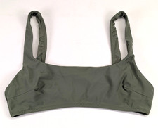 Aerie Scoop Neck Bikini Top Size Medium Olive Green Textured Ribbed Swim