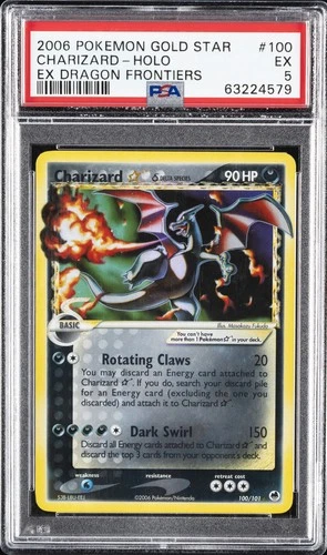 2006 POKEMON EX DRAGON FRONTIERS GOLD STAR #100 CHARIZARD-HOLO PSA 5