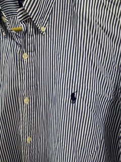 Ralph Lauren Custom Fit Herrenhemd blau weiß gestreift Button Down L 32/33