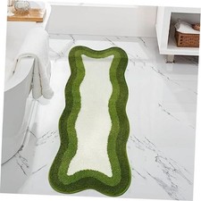 Bathroom Rugs Runner 18x47 inch, Non Slip Soft Green Rug Irregular Shape