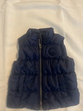 Tommy Bahama Puffer Vest Size 12M Infants Blue Full Zip Logo Pockets Winter