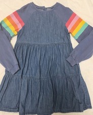 Next Girls Rainbow Raglan Denim Dress – Size 8 Years – Hardly Worn