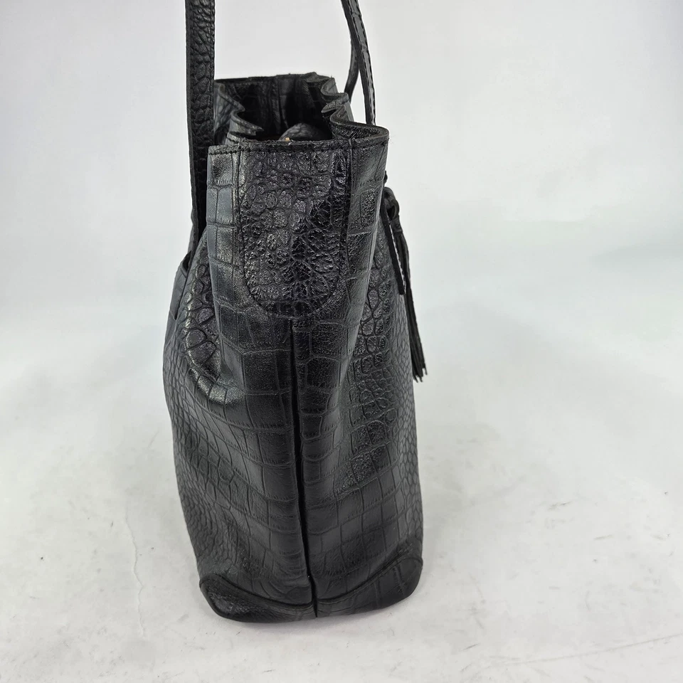 Bolso de Mano Patricia Nash Cuero Cordón Witney Hombro Negro Cocodrilo Cartera Foto 4 de 4
