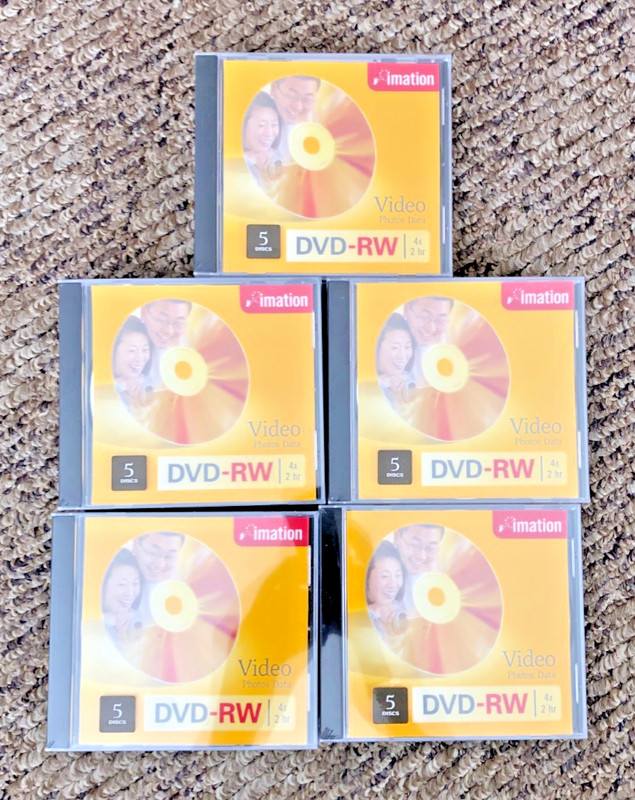 Lot of (5) 5-Pack Imation DVD-RW Sealed Compact Disc ROM w/Cases Video Data