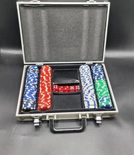 Poker Chip Set With Dice And Deck Of Cards