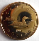 1991 CANADA DOLLAR - AU/UNC PROOF LIKE Coin - Lot #B12