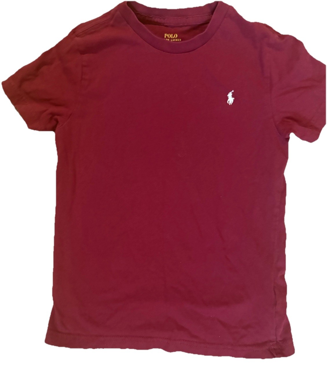 Ralph Lauren Polo Borgogna Pony Ragazzo Pullover Manica Corta T Shirt Ragazzo Taglia 6