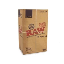 RAW Classic 1400 Count Pre Rolled Rolling Papers Natural Unbleached Cones