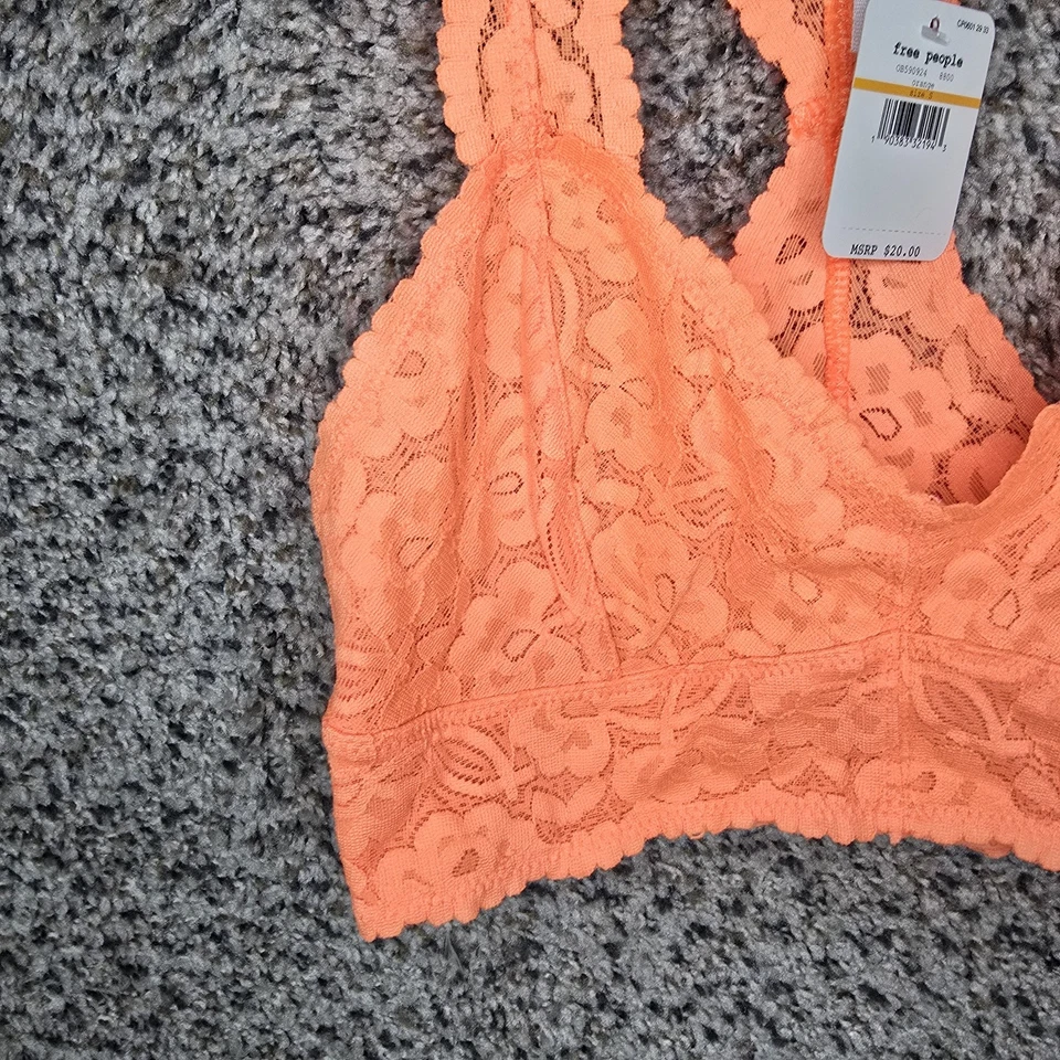 Bralette Intimately Free People Mujer Pequeño Naranja Encaje Galón Espalda Corredora Foto 4 de 4