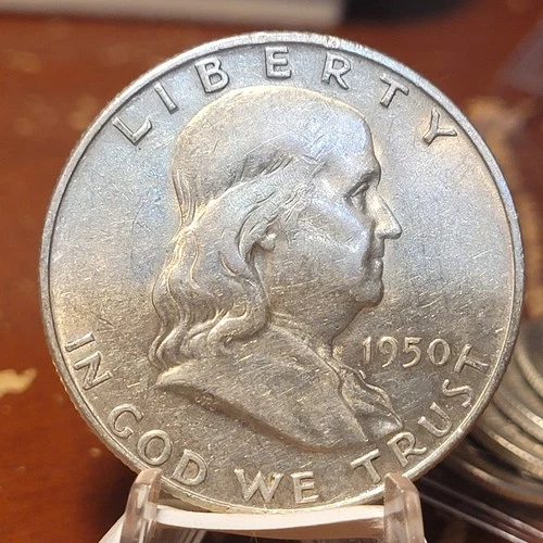 1950 D Franklin Half Dollar - 90% Silver AU