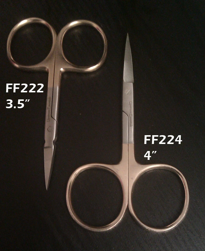 Set of 2 Premium Fly Tying Scissors - 4" Straight and 3.5" Arrow Point - FF231