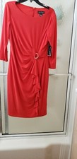 NWT Jessica Howard Red Cocktail Dress; Sz 12; 3/4 Sleeves; KneeLength; Lined 80