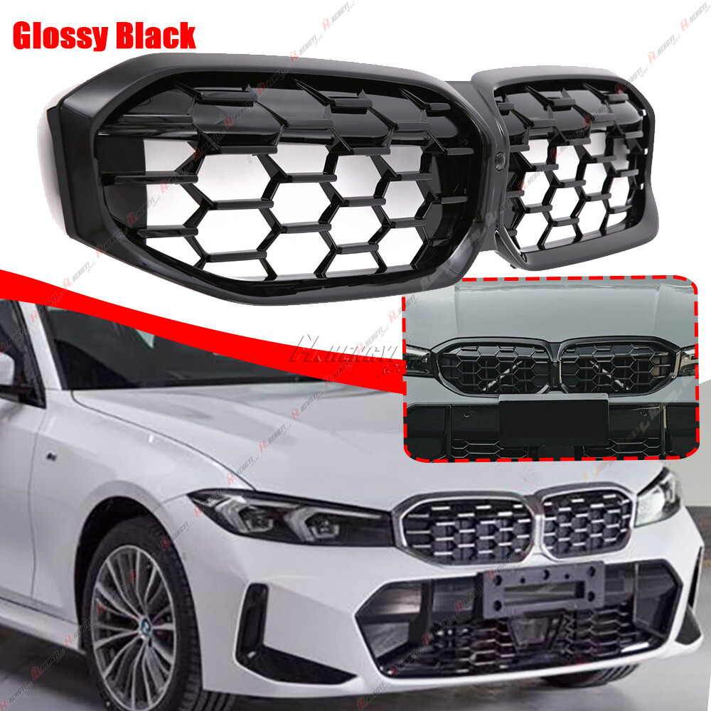 PARA BMW SERIE 3 G20 SEDÁN LCI 2022 EN MODELO NEGRO BRILLANTE PARRILLA DE RIÑÓN DIAMANTE