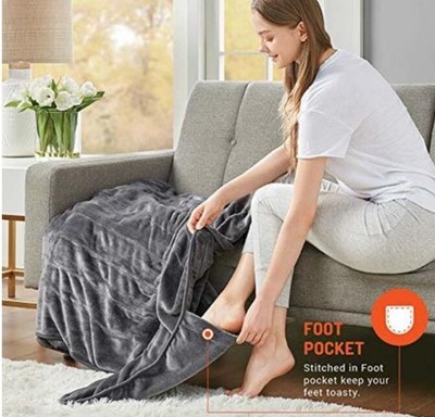 Degrees Of Comfort Gray Heated Plush Foot Throw 60x70 In | eBay