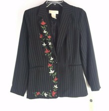 Lucy Pereda Women's Black/white Multicolor Floral Jacket Blazer (size 12) *new*