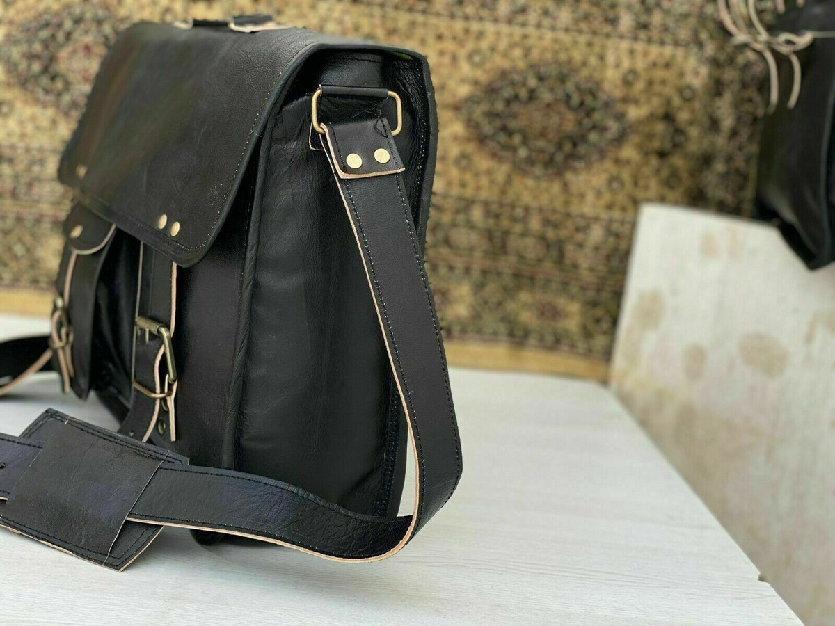 Genuine Leather ブラック メッセンジャーバッグ 698bkmod2.jpg