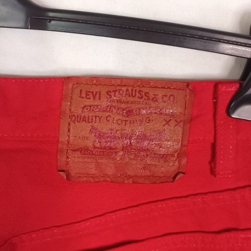 FANTASTIC VINTAGE 501 W32 L30 MADE IN USA RED DENIM PANTS JEANS ROSSI ORANGE TAB - Imagen 11 de 16