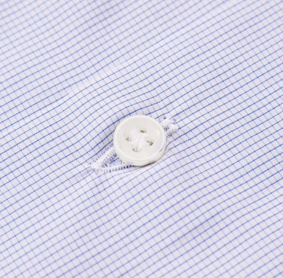 Новый $375 SARTORIA PARTENOPEA белое небо графический чек хлопковая рубашка 19 x 38 - Изображение 3 из 4