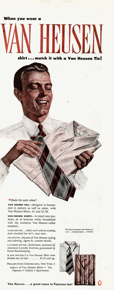 1945 Van Heusen Print Ad Shirts Ties Mens Fashion Phillips Jones Corp  Vintage
