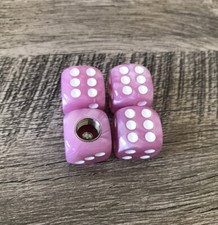 4x Pink Pearl Dice White Dot Tire Wheel Valve Stem Caps Rat Rod Bike Car Truck