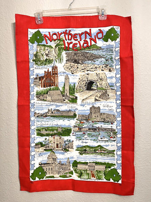 Kitchen Tea Bar Towel Irish Linen NORTHERN IRELAND Landmarks Travel Souvenir