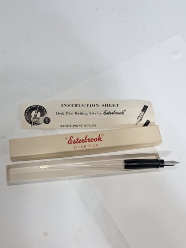 Esterbrook Schreibtisch Füllfederhalter mit Nr. 1550 Silberfeder, Papiere, Box (n)