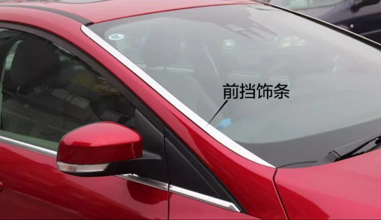 For Ford Focus 2013-2017 2018 Stainless Front Window Windshield Trim Strip Cover - Image 3 of 4