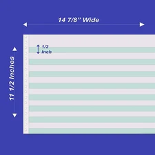 Continuous Computer Paper 14-7/8" X 11" with 1/2" Green Bar 1 Part 92 Bright 20L