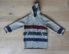 Vtg Woolrich Wool Blanket Striped Coat Sz Large Hooded Euc Made In Usa