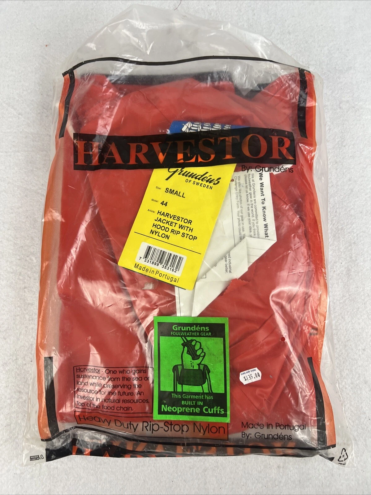Grundens Harvester Jacket Hooded Model 44 Small Rip Stop Harvestor