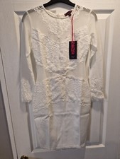 Women White Party Summer Wedding Mixed Occasion Dress White Lace Long Sleeve 