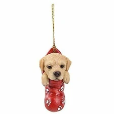 Labrador Retriever In Holiday Sock Decorative Holiday Festive Christmas Hanging