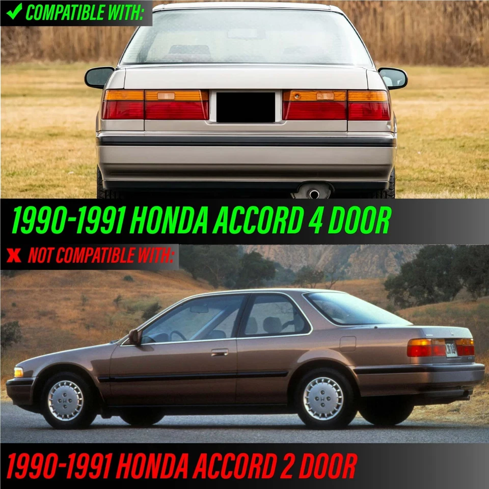 RARE! JDM Style RED / CLEAR Rear 4PCS Tail Light For 1990-1991 Honda Accord 4D Foto 2 de 4