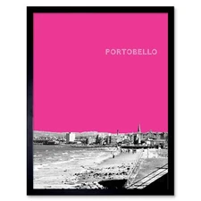 Portobello Edinburgh Scotland Scottish Landmark Pink 12X16 Inch Framed Art Print