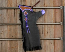 Western Leather Top Grain Bull Riding  Rodeo Chinks with Matching Fringes : 8524