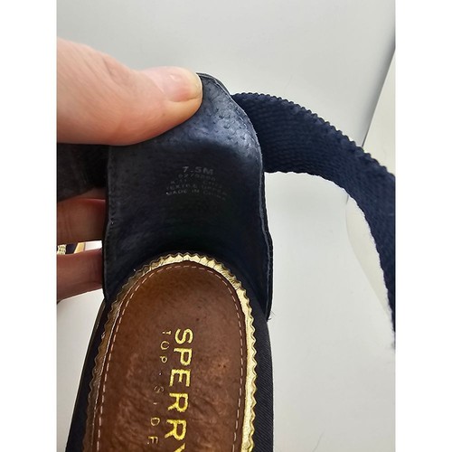 Womens Sperry wedge heel sandals navy blue and gold stripped size 7.5m - Picture 8 of 8