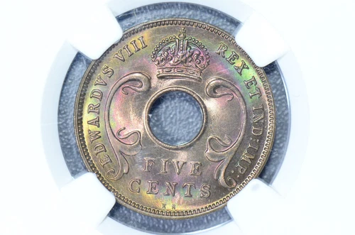 East Africa  1936 5 Cents NGC MS65RB Gorgeous Toning  NG0038 combine shipping