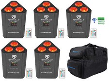 5 Rockville RockWedge LED RGBWA UV Rechargeable Battery Wireless DMX Lights Bag