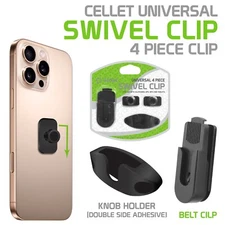 Cellet Universal Swivel Clip Set for Phones, Walkie-Talkies & Remotes - 4-Piece
