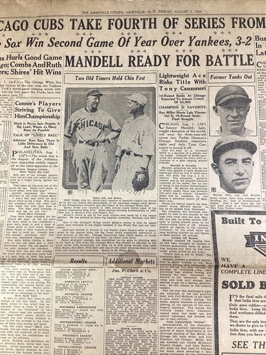 Ashville NC Newspaper August 2, 1929 Baseball Babe Ruth Mack NY Yankee Logan Bro