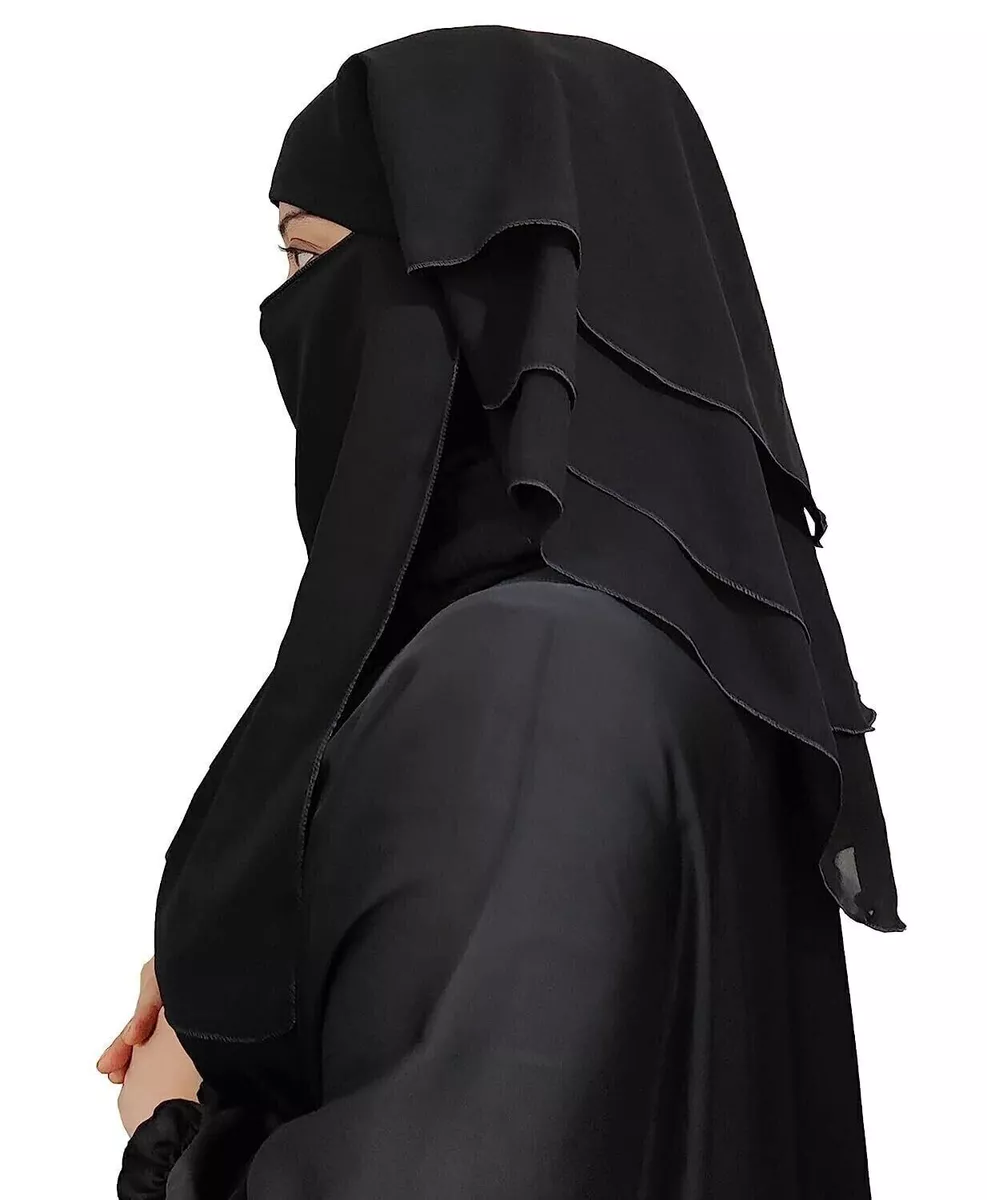 Nikab Womens Female Hijab Muslim Veil Islamic Burqa Niqab 3 layer