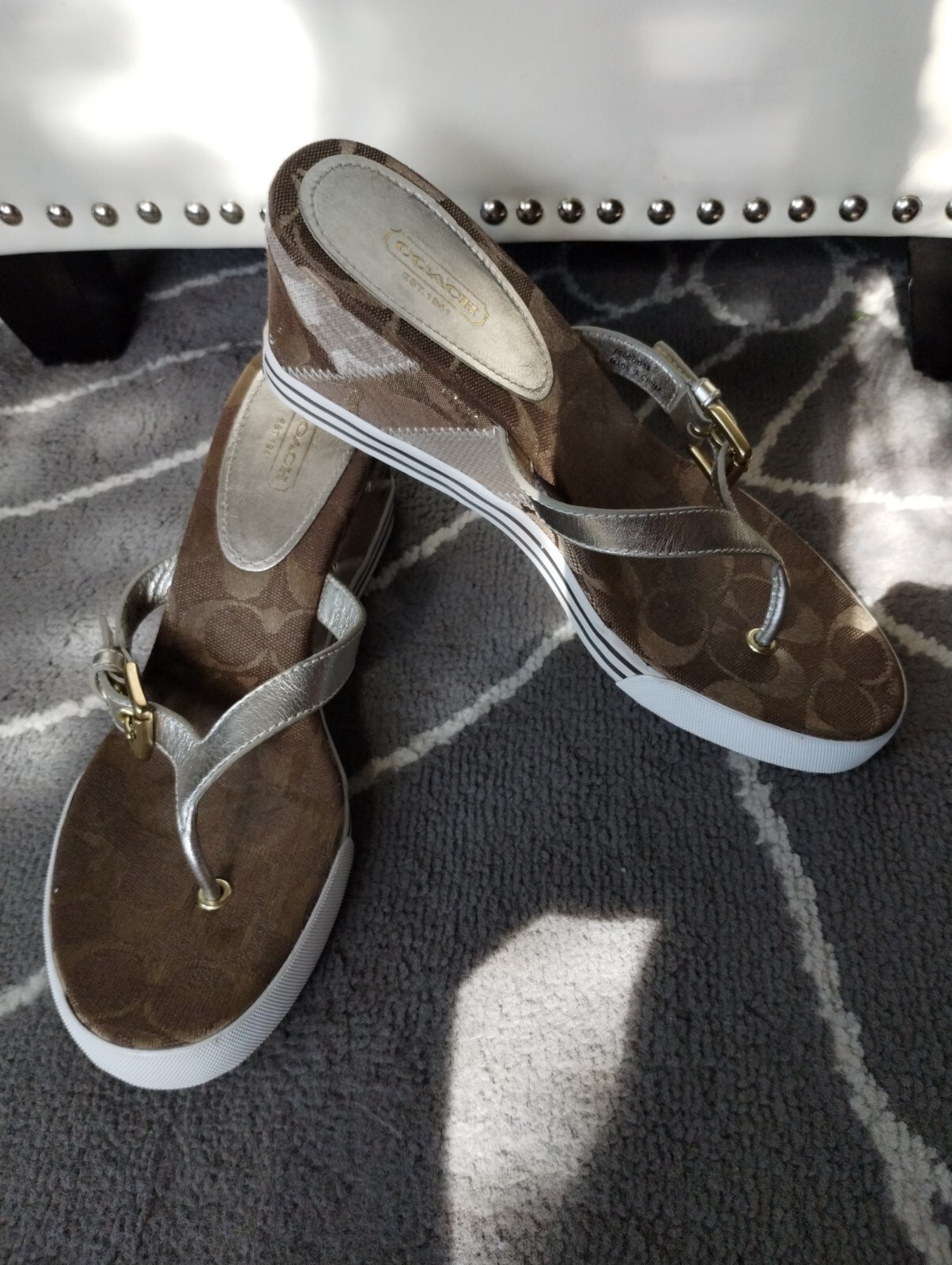 Coach "Pristine"Patchwork Logo Sandals - image 12