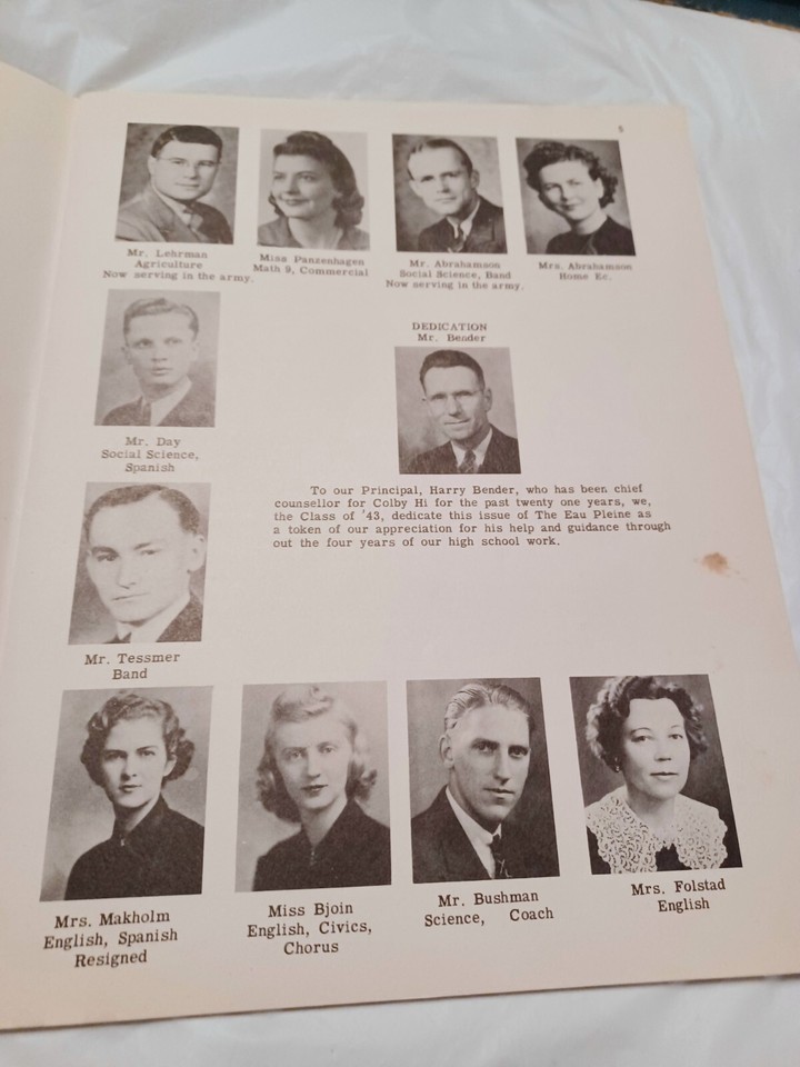 1943 Eau Pleine Colby Wisconsin High School Yearbook Vintage Marathon